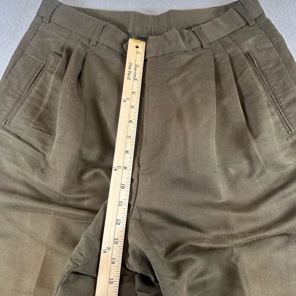 J. Ferrar Men Pleated Dress Pants Olive Brown Cuffed Straight Leg Trousers 30x32